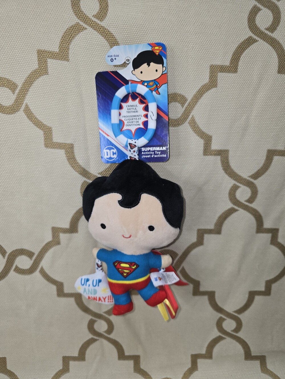 Superman Multi Sensory Activity Toy with Teethers and Crinkle Textures New